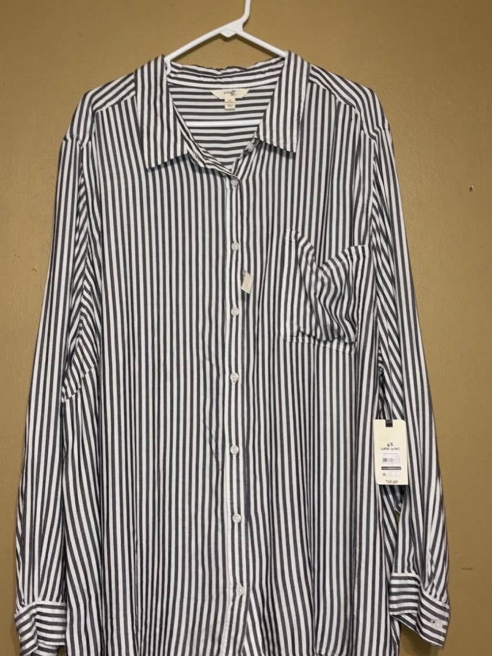 New Terra & Sky Women's 4X Button Down Long Sleeve Viscose Stripe Shirt 28W-30W